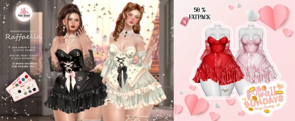 Raffaella Dress - Reborn/+mods	<a href="http://maps.secondlife.com/secondlife/Wildflower%20Mountain/222/58/22" target="_blank">Teleport</a>