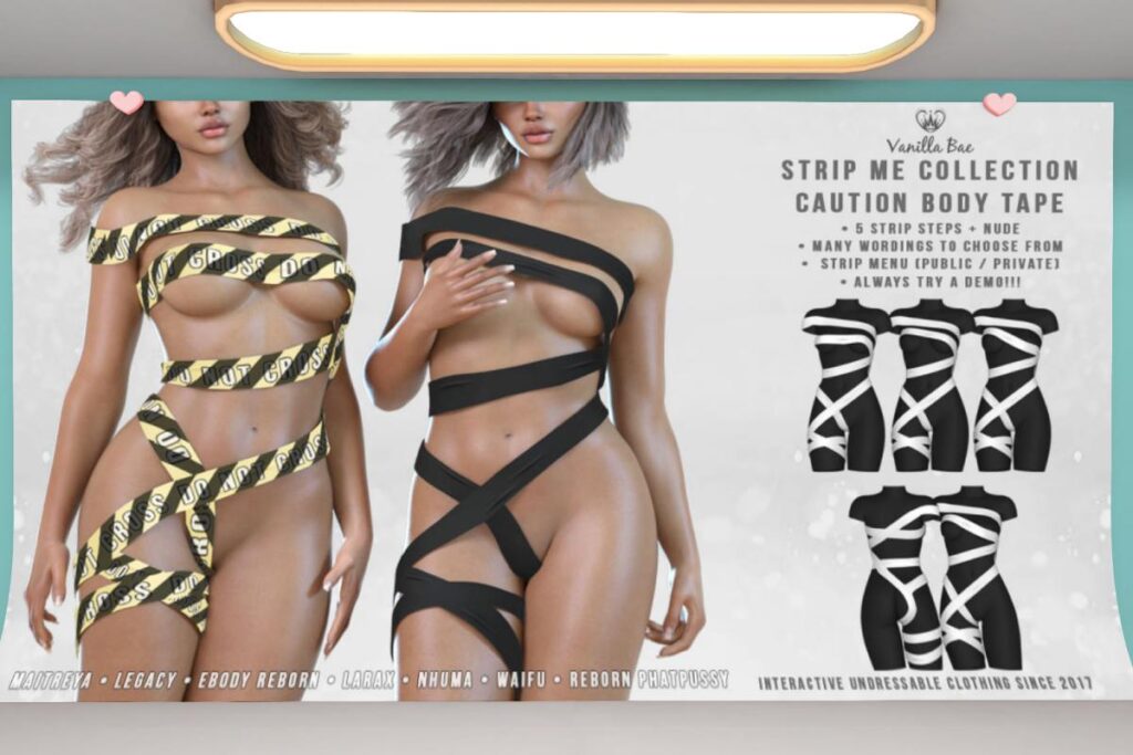 Caution Tape - Legacy/Maitreya/Nhumana/Reborn/+mods, L$399 each/L$999 FP