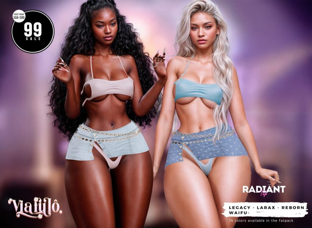 Radiant Top - Legacy/MaitreyaX/Reborn/+mods	<a href="http://maps.secondlife.com/secondlife/Sunny%20Ridge/179/95/1001" target="_blank">Teleport</a>