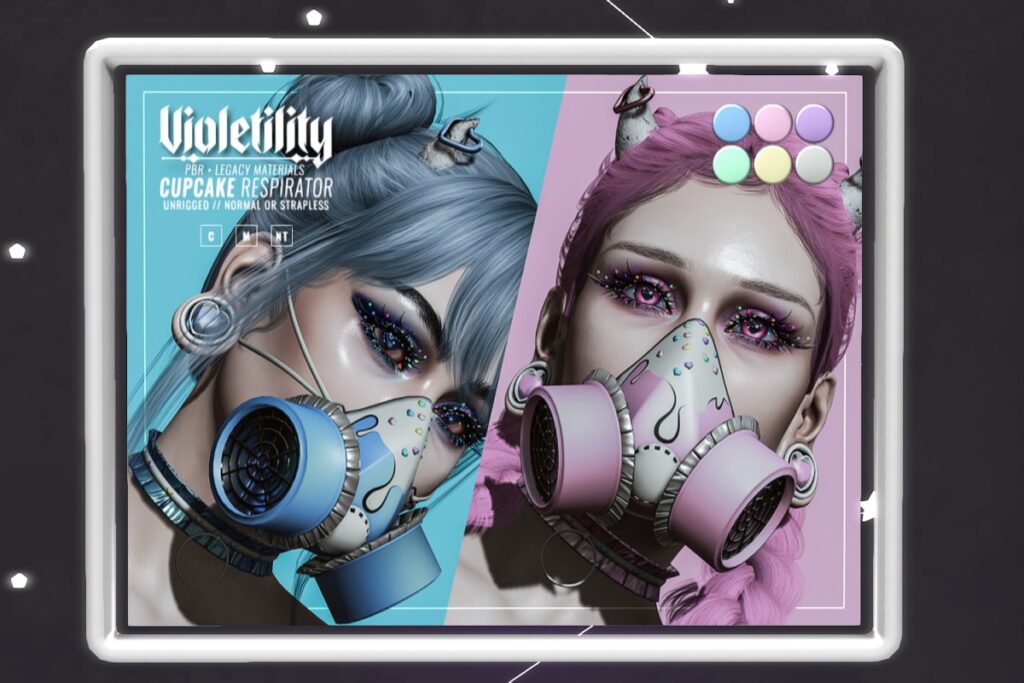Cupcake Respirator	<a href="http://maps.secondlife.com/secondlife/Violetility/128/166/23" target="_blank">Teleport</a>
