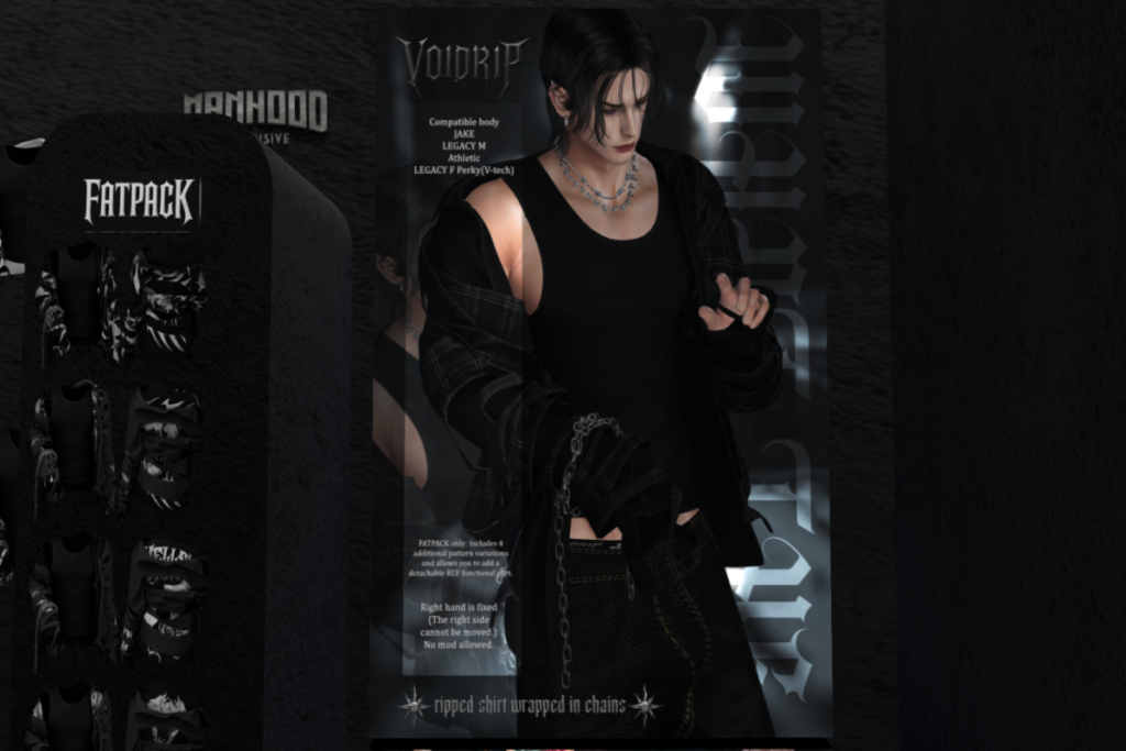 Ripped Shirt Wrapped In Chains Jake/Legacy/+mods, L$300 each/L$1500 FP