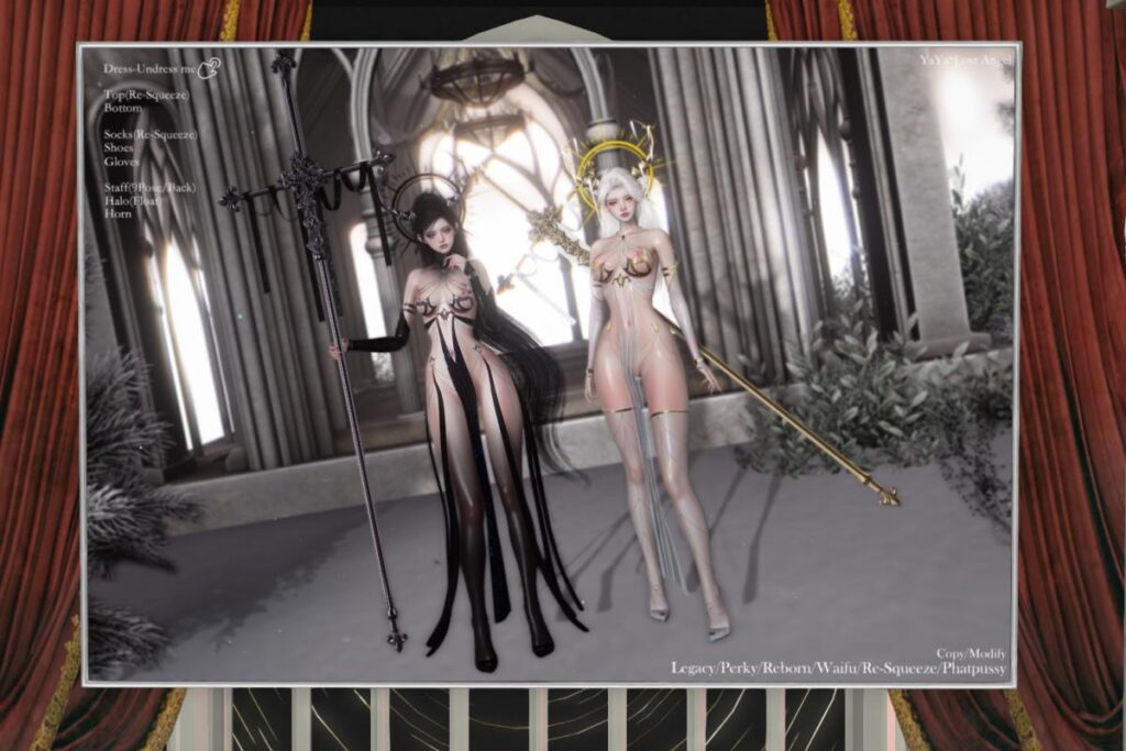 Lost Angel Dress - Legacy/Reborn/+mods, L$399 each/L$1599 FP | Lost Angel Accessories - Legacy/Reborn, L$499-L$1099 each FP