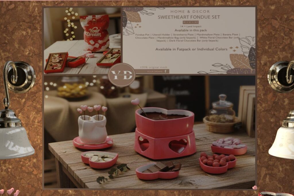 Sweetheart Fondue Set, L$200 each/L$450 FP