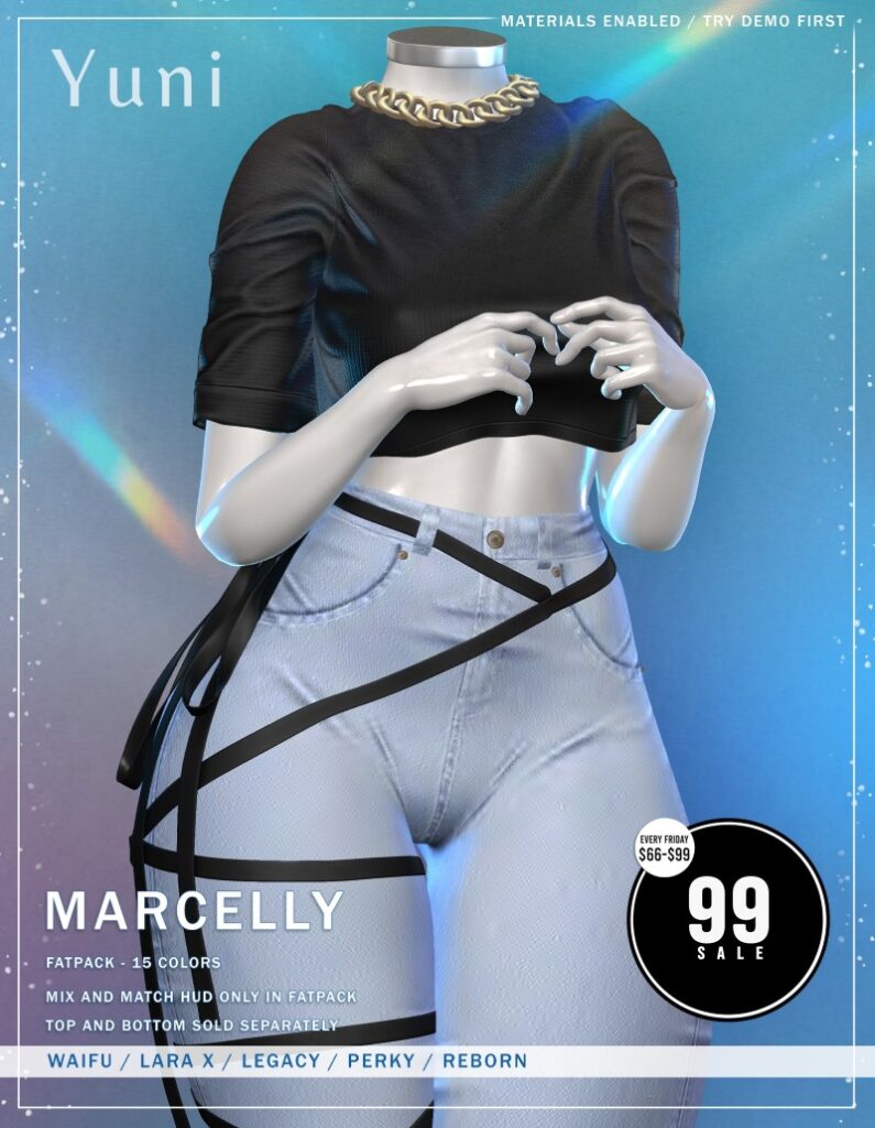 Marcelly Outfit - Legacy/MaitreyaX/Reborn/+mods	<a href="http://maps.secondlife.com/secondlife/Neith/153/242/3201" target="_blank">Teleport</a>