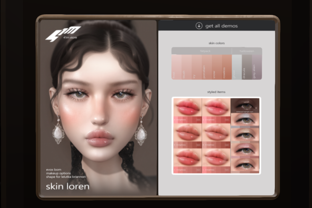 Loren Skin - EvoX, L$799 each | Loren Cosmetics - EvoX, L$299-L$399 each