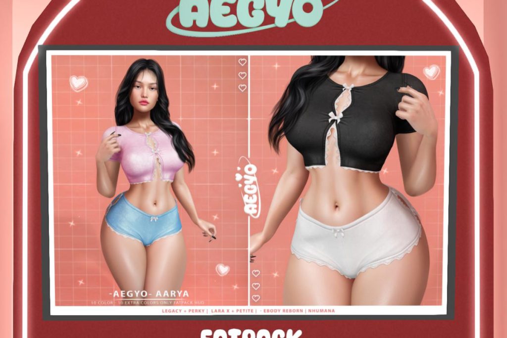 Aarya Top &amp; Shorts - Legacy/MaitreyaX/Nhumana/Reborn/+mods, L$198 each/L$998 FP