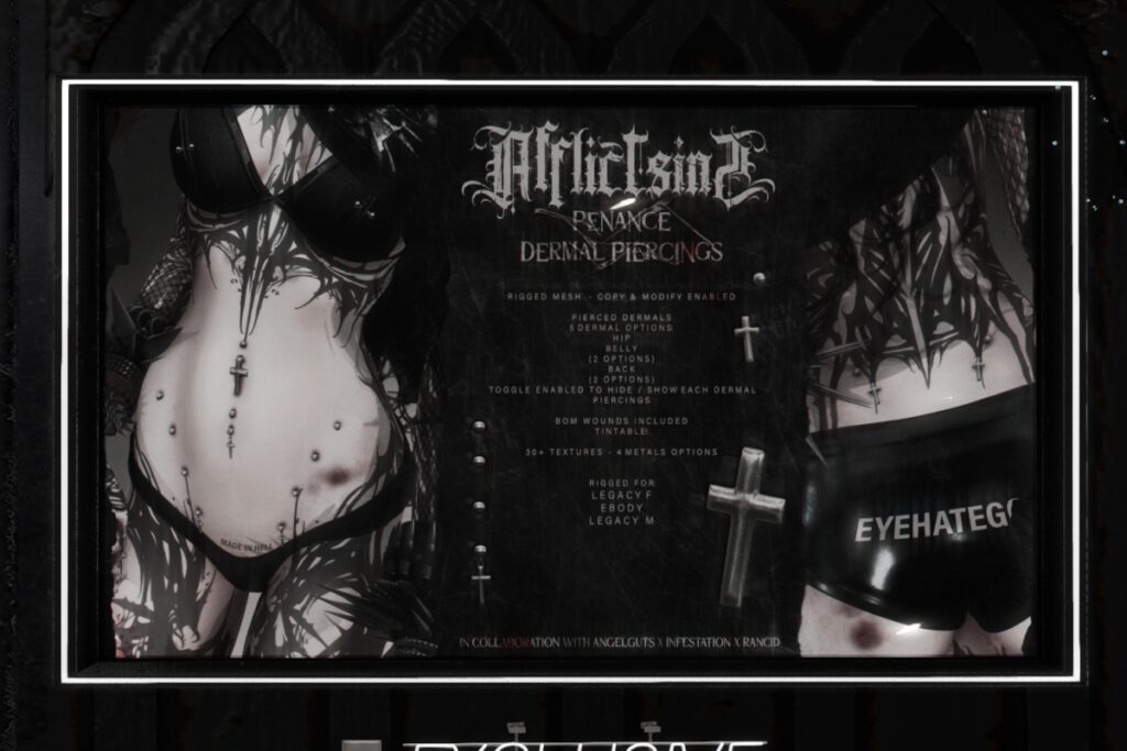 Penance Dermal Piercings - Legacy M+F/Reborn/+mods, L$399