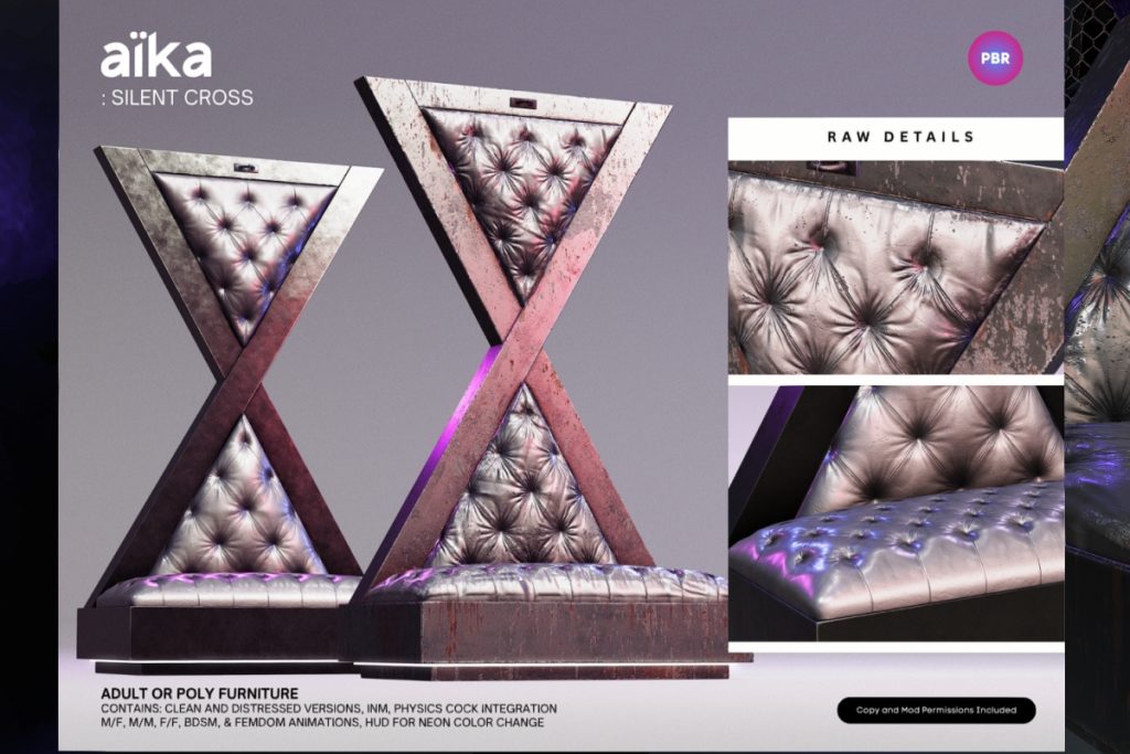 Silent Cross, L$1499-L$1999 each