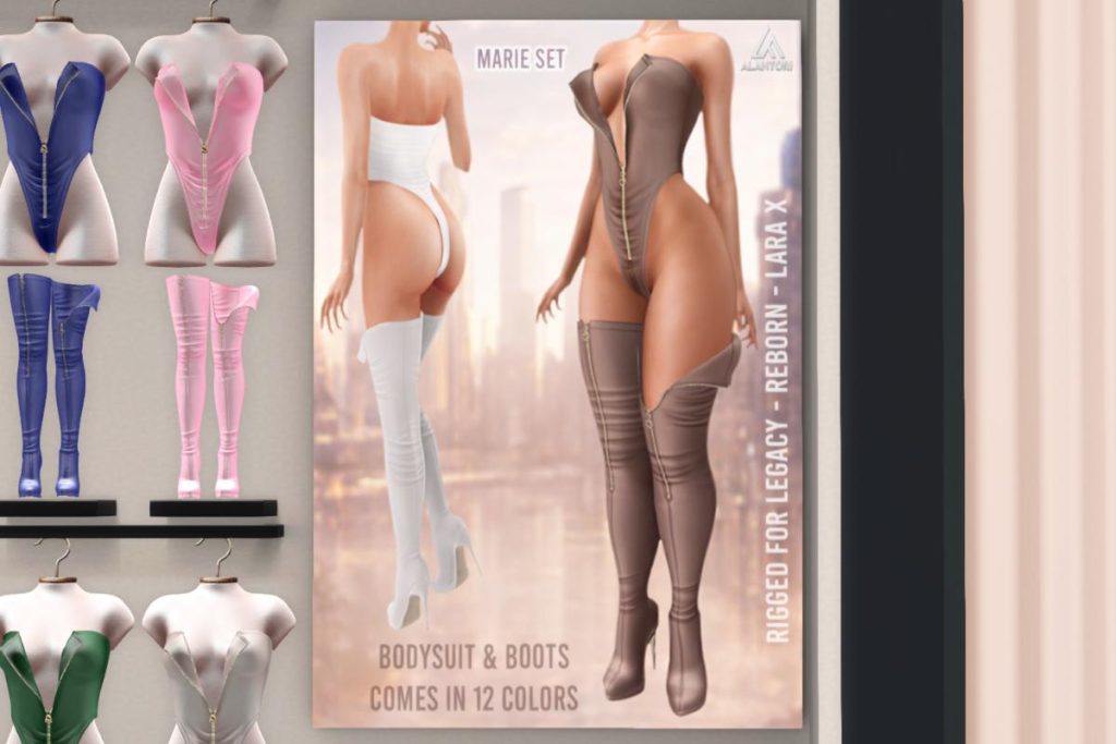 Marie Bodysuit &amp; Marie Boots - Legacy/MaitreyaX/Reborn/+mods, L$249 each/L$999 each FP/L$1499 MP