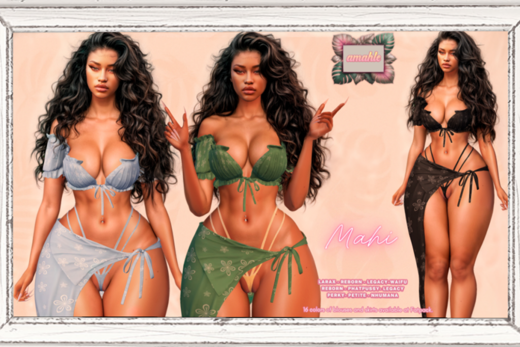 Mahi Blouse and Skirt - Legacy/MaitreyaX/Nhumana/Reborn/+mods, L$220 each/L$1200 each FP