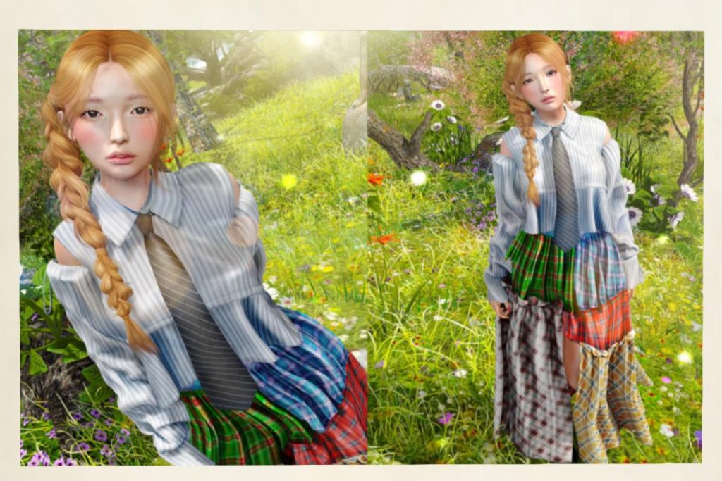 Drawstring Open-Shoulder Shirt &amp; Check Docking Maxi Skirt - GenX/Inithium/Legacy/MaitreyaX/Nhumana/Reborn/+mods, L$188 each/L$888-L$1188 each FP