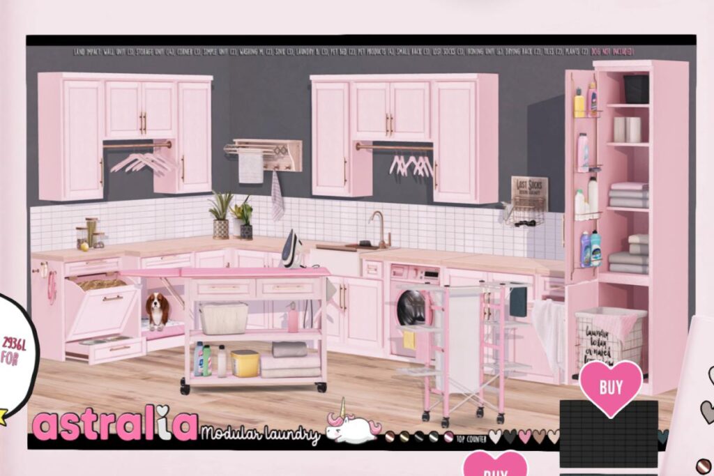 Modular Laundry Wall Set, L$99-L$249 each/L$1999 FP