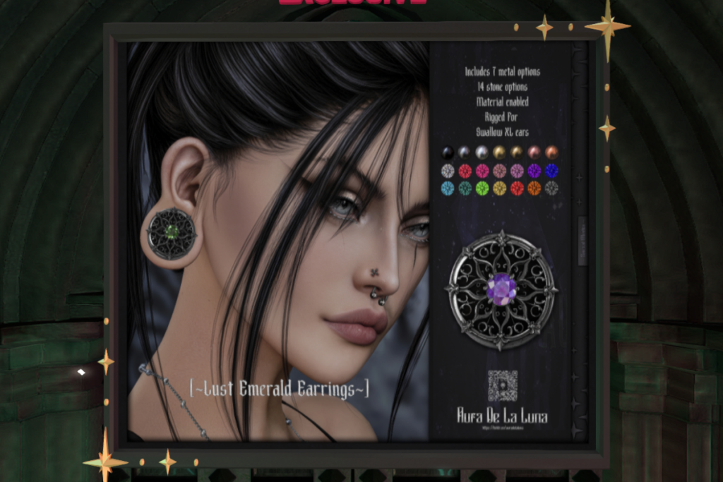 Lust Emerald Earrings - Swallow XL F Ears, L$350