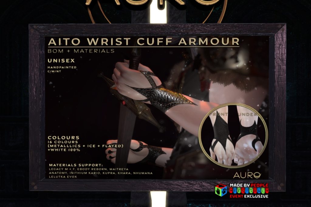 Aito Wrist Armour - Anatomy/Inithium/Legacy F+M/Maitreya/Reborn/+mods, L$350