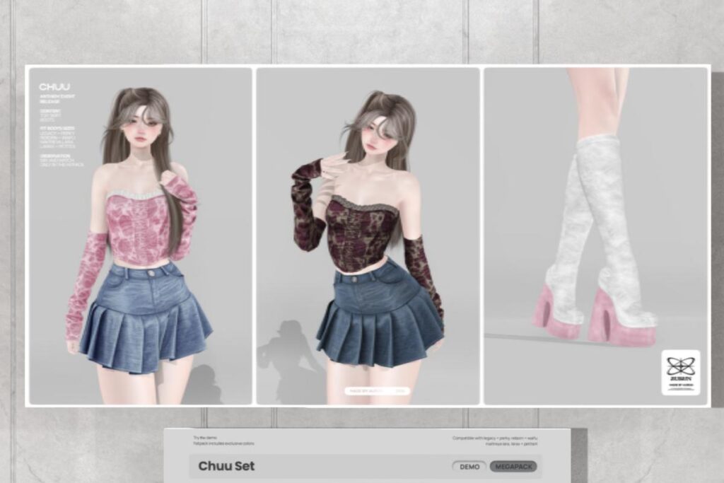 Chuu Corset, Skirt, &amp; Boots - Legacy/MaitreyaX/Reborn/+mods, L$259 each/L$1000 each FP/L$2599 MP