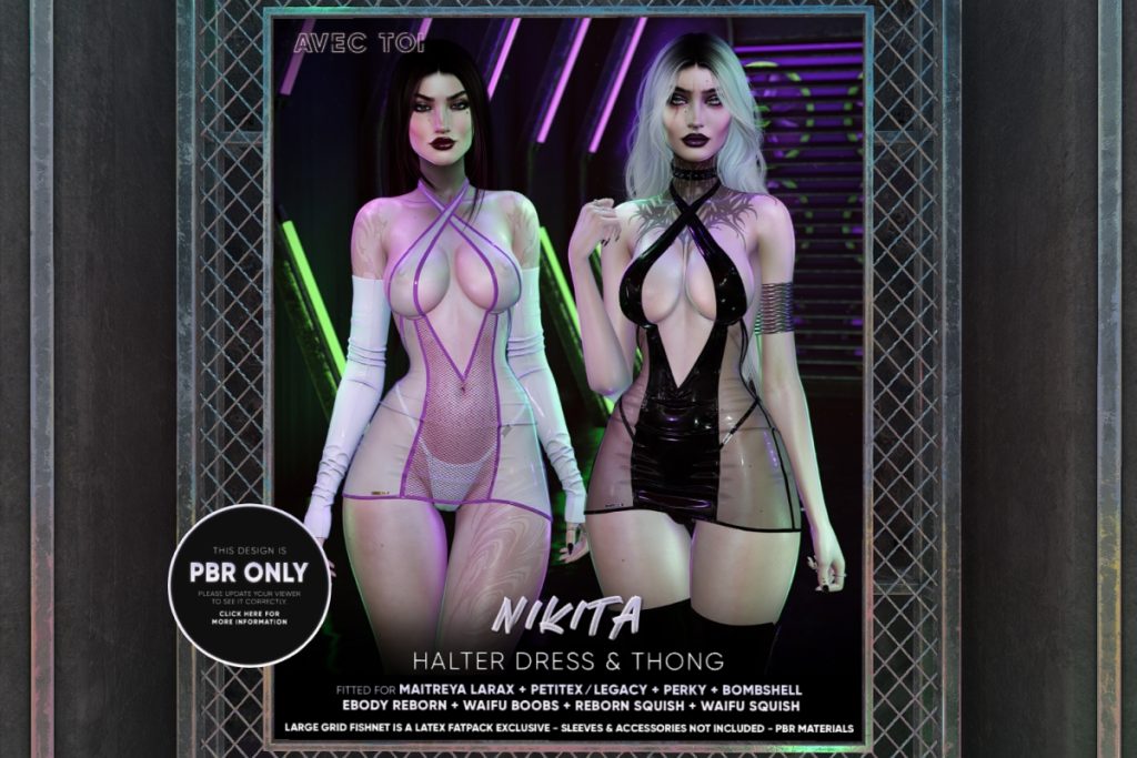 Nikita Halter Dress &amp; Thong - Legacy/MaitreyaX/Reborn/+mods, L$595-L$695 each/L$995-L$2180 each FP/L$3100 MP