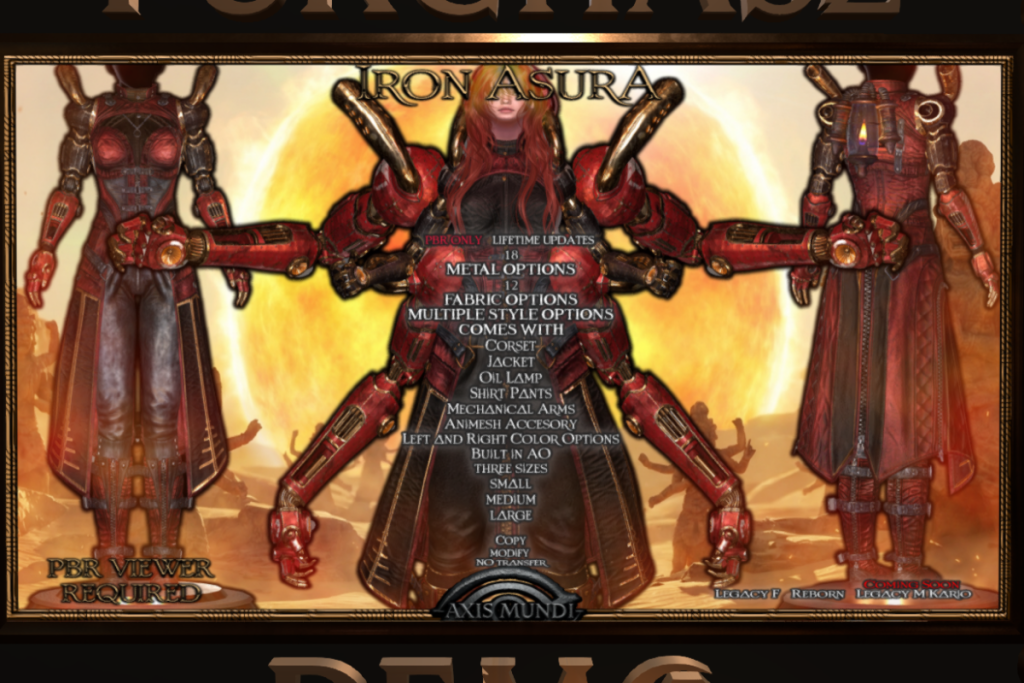 Iron Asura Set - Legacy F+M/Kario/Reborn, L$3000