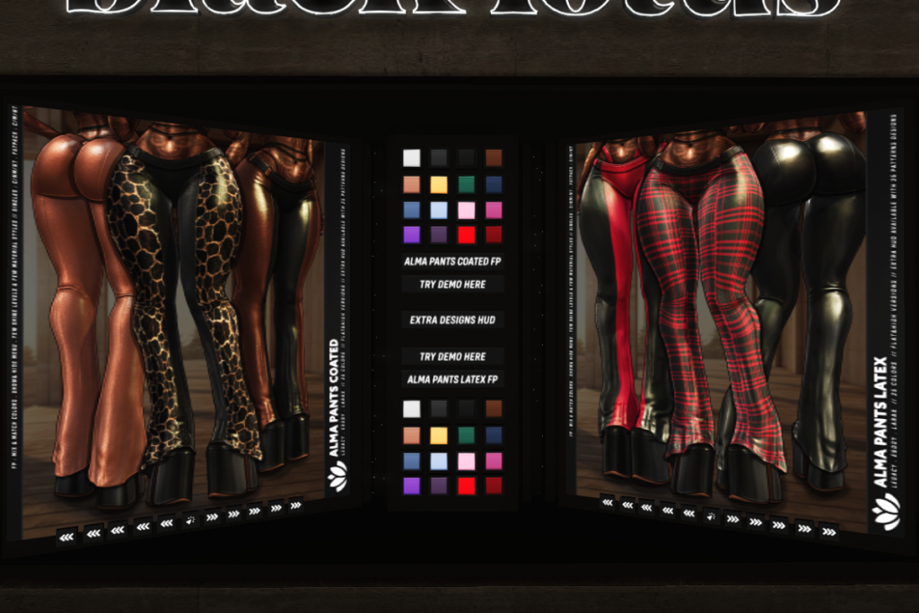 Alma Pants - Legacy/MaitreyaX/Reborn/+mods, L$275 each/L$1250 each FP/L$145 extra design HUD