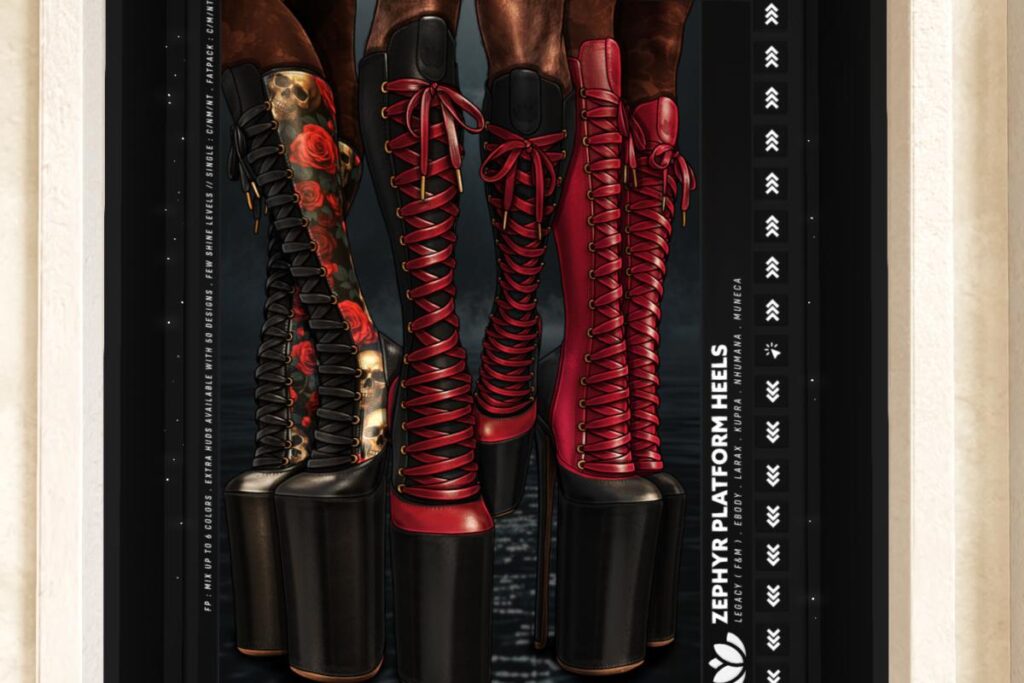 Zephyr Platform Heels - Inithium/Legacy M+F/MatreyaX/Nhumana/Reborn/Yentements, L$275 aech/L$1250 FP