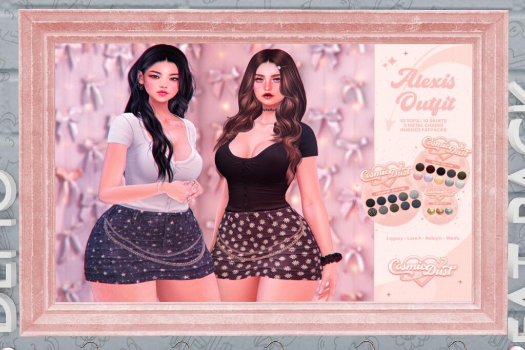 Alexis Top, Chain and Skirt - Legacy/MaitreyaX/Reborn/+mods, L$99-L$220 each/L$199-L$1300 each FP/L$1800 MP