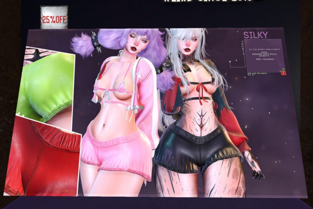 Silky Shorts - Legacy/Reborn/+mods, L$249 each/L$1666 FP