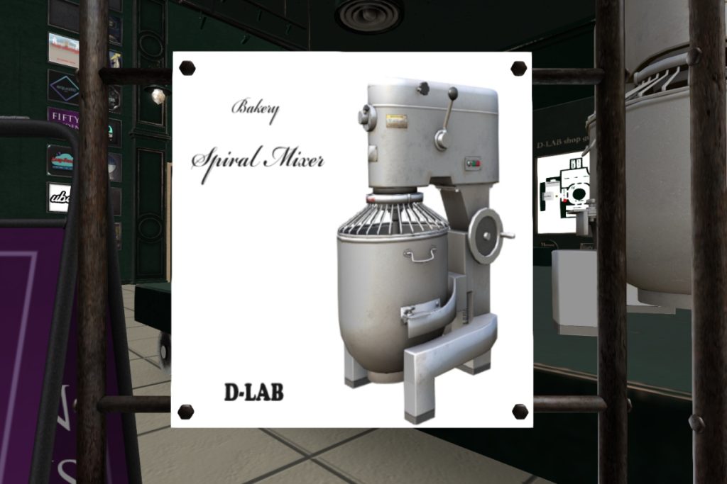 Bakery Spiral Mixer	<a href="http://maps.secondlife.com/secondlife/D%20LAB/26/139/3000" target="_blank">Teleport</a>