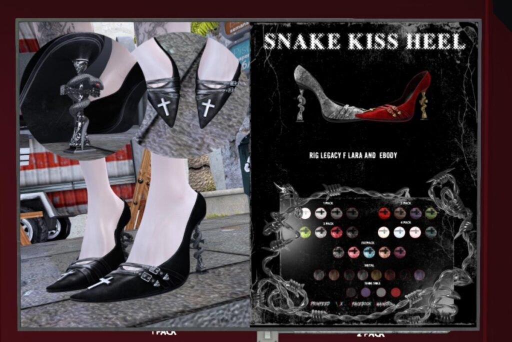 Snake Kiss Heels - Legacy/Maitreya/Reborn, L$299 each/L$999 FP