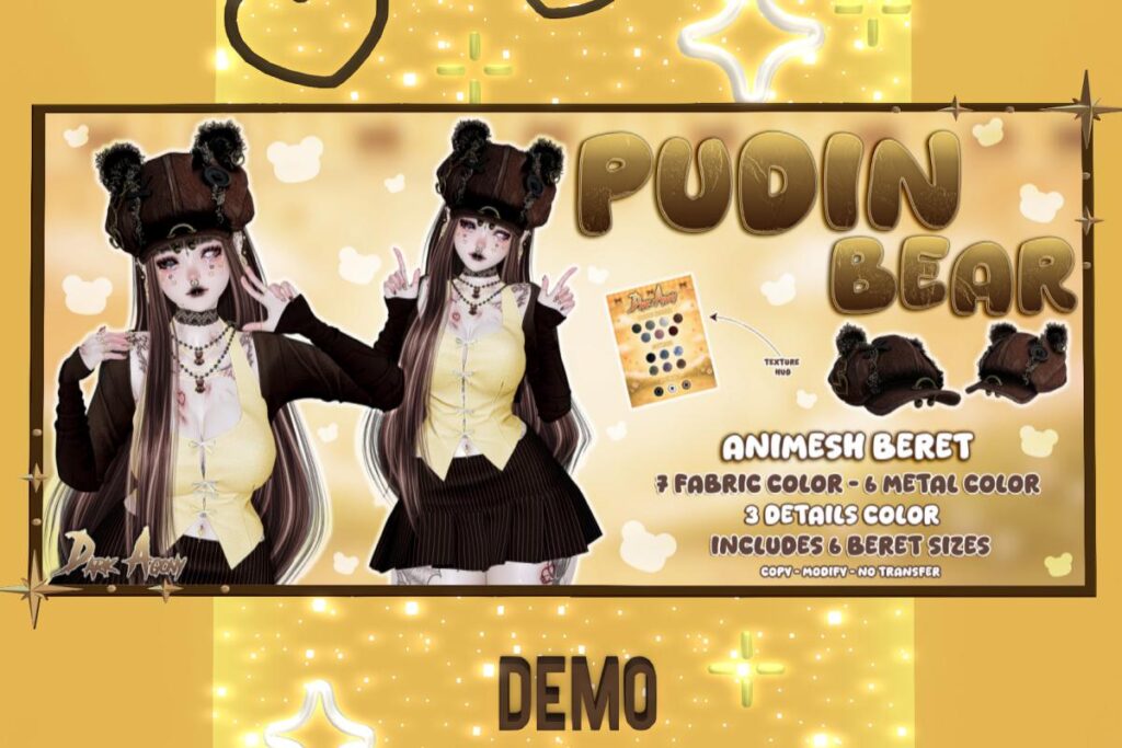 Pudin' Bear Animesh Beret, L$499