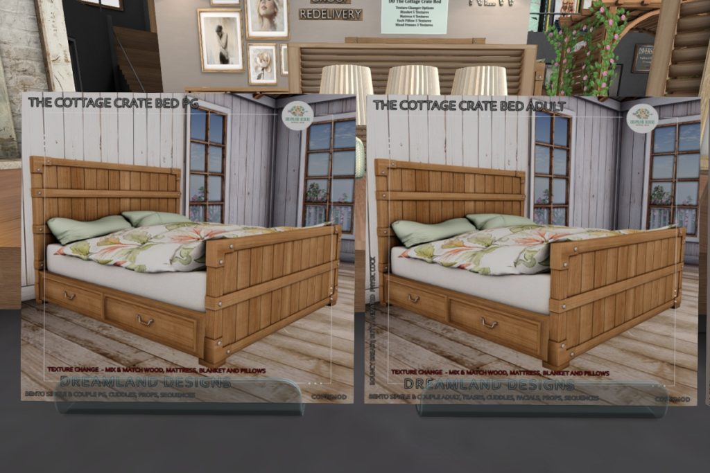 The Cottage Crate Bed Adult &amp; PG, L$799-L$999 each