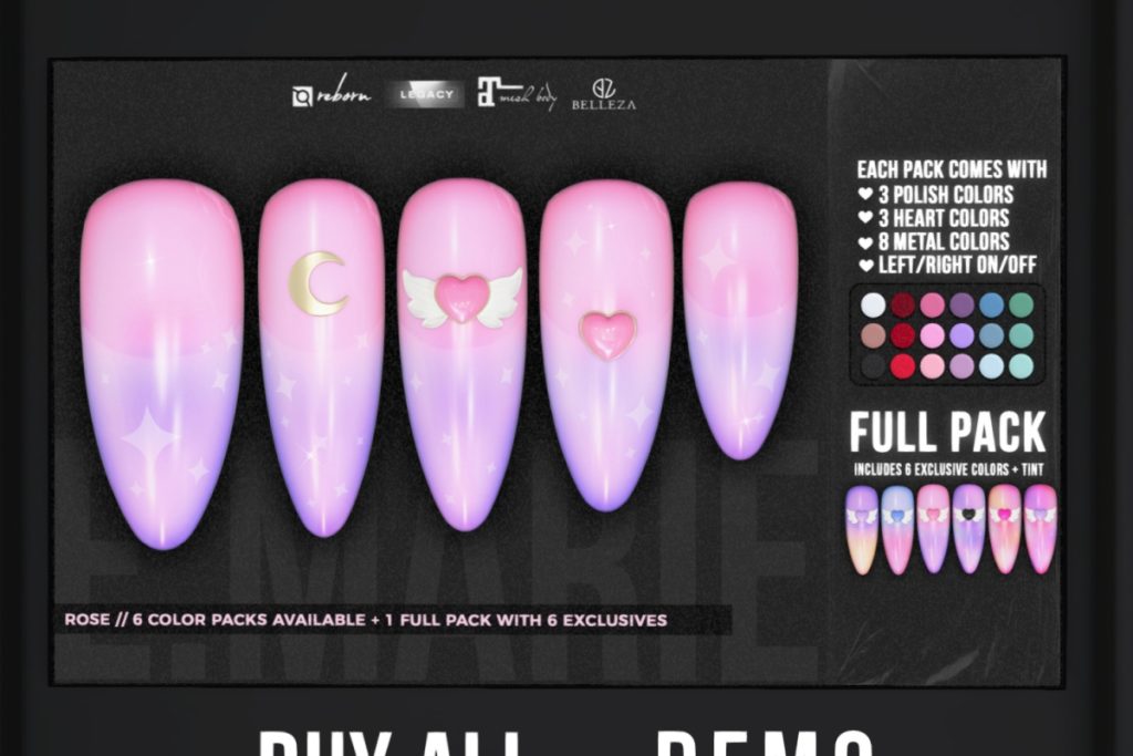 Rose Nails - GenX/Legacy/Maitreya/Reborn, L$299 each/L$1299 FP