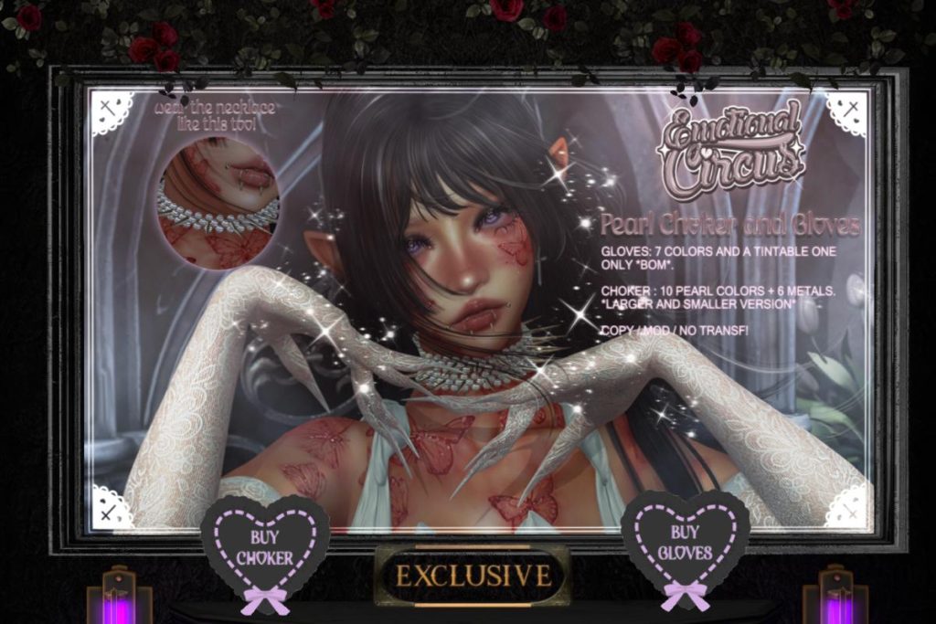 Pearl Choker &amp; Gloves, L$249 each