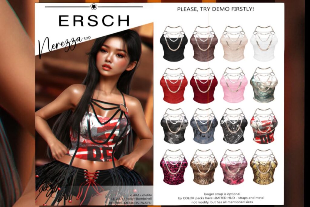 Nerezza Top - Legacy/MaitreyaX/Reborn/+mods, L$188 each/L$988 FP