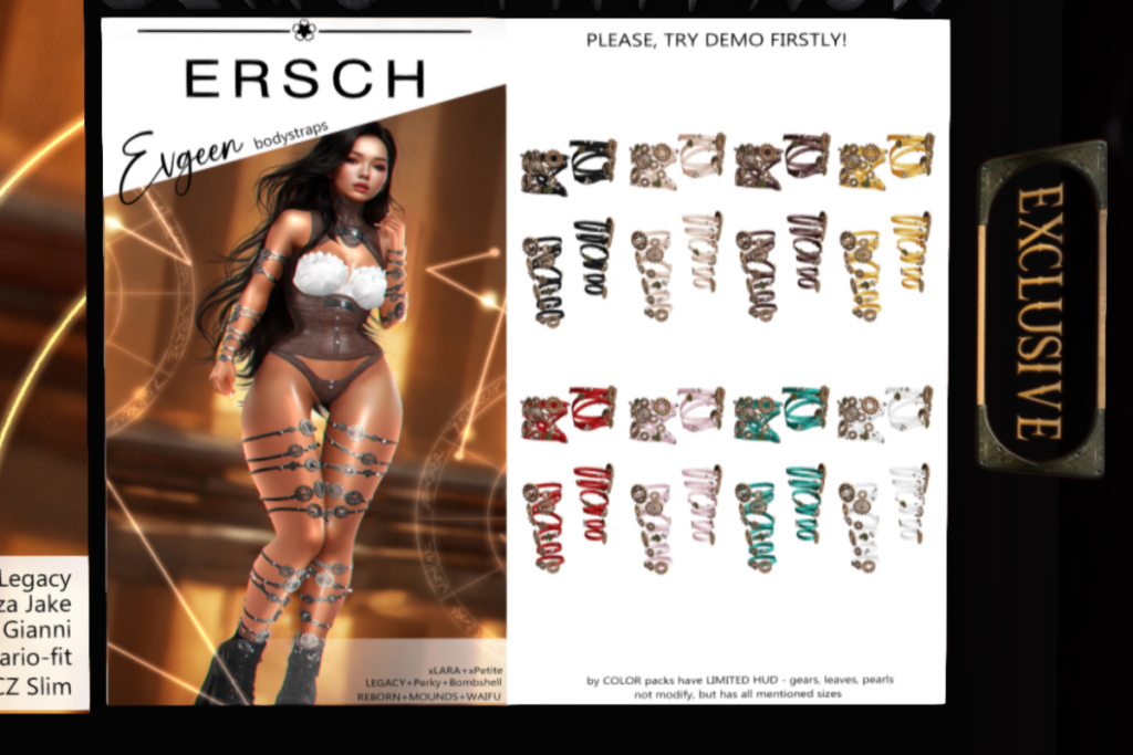 Evgeen Bodystraps - Legacy/MaitreyaX/Reborn/+mods, L$299 each/L$999 FP