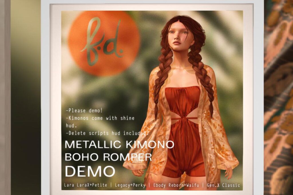 Metallic Kimono &amp; Boho Romper - GenX Classic/Legacy/Maitreya/Reborn/+mods, L$188 each/L$888 each FP