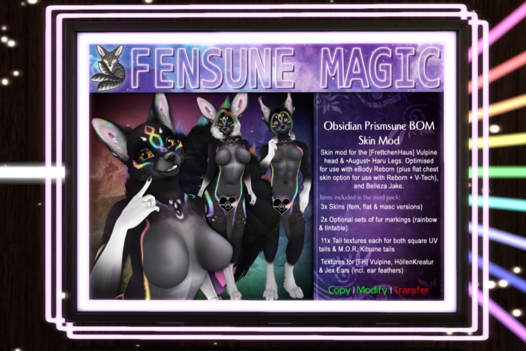 Opal Prismsune BOM Skin Mod - August Haru Legs/FrettchenHause Vulpine Head/Jake/Reborn V-Tech, L$425