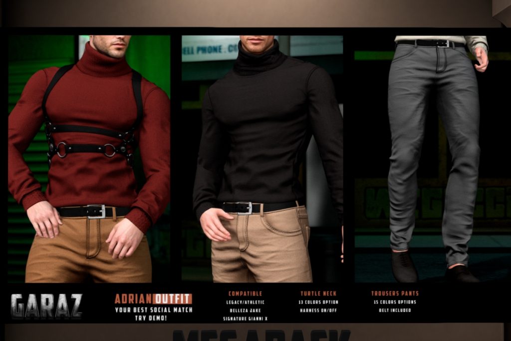 Adrian Turtleneck &amp; Pants - Gianni/Jake/Legacy, L$260-L$280 each/L$1600-L$1800 each FP/L$2500 MP