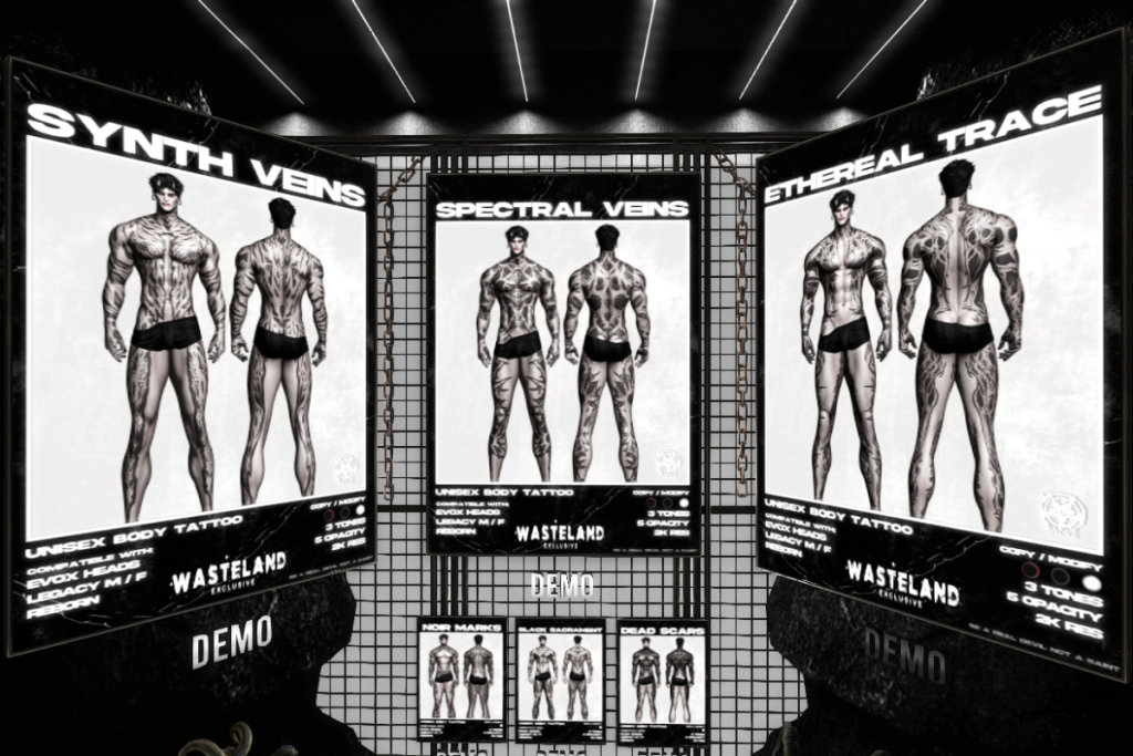 Synth Veins, Spectral Veins and Ethereal Trace Tattoos - BOM for Legacy M/EvoX, L$249 each