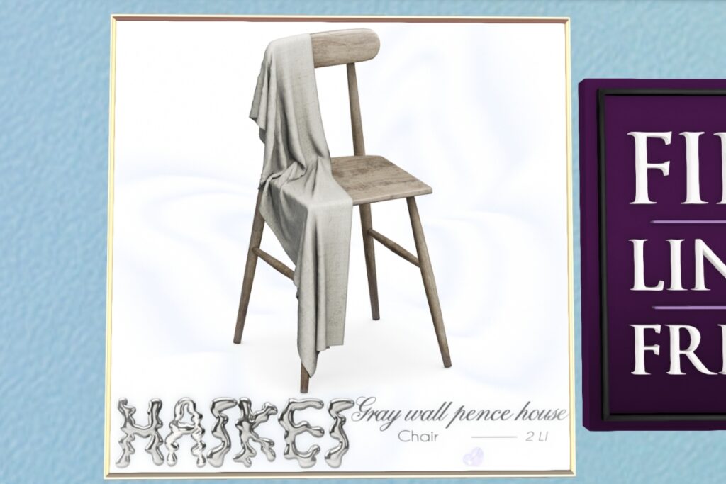 Gray Wall Pence House Chair	<a href="http://maps.secondlife.com/secondlife/LoveCats/127/136/3003" target="_blank">Teleport</a>