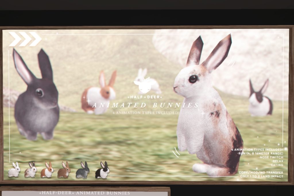 Animated Bunnies, L$319 each/L$699 FP