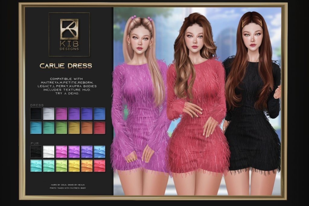 Carlie Dress - Inithium/Legacy/Maitreya/Reborn/+mods, L$280