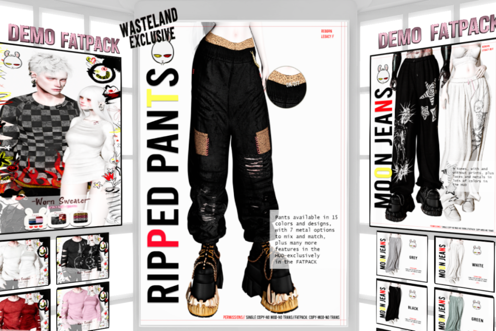 Ripped Pants - Legacy/Reborn, L$300 each/L$1000 FP