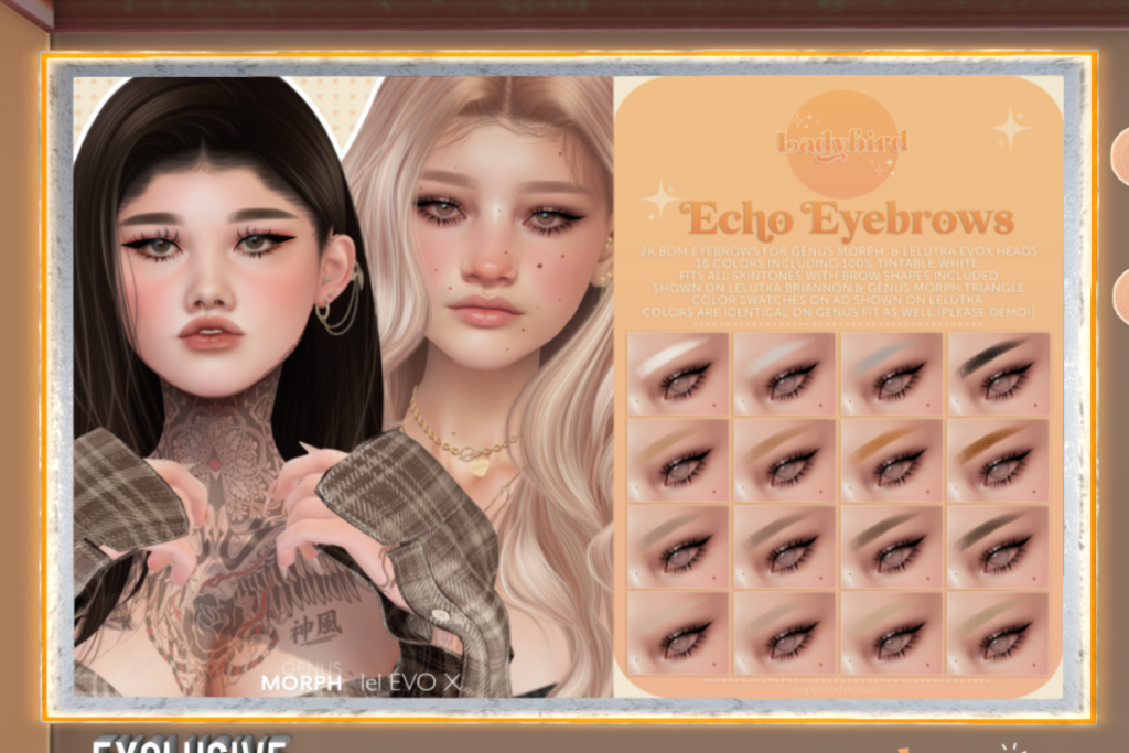 Echo Eyebrows - EvoX/Genus, L$275 each/L$375 FP