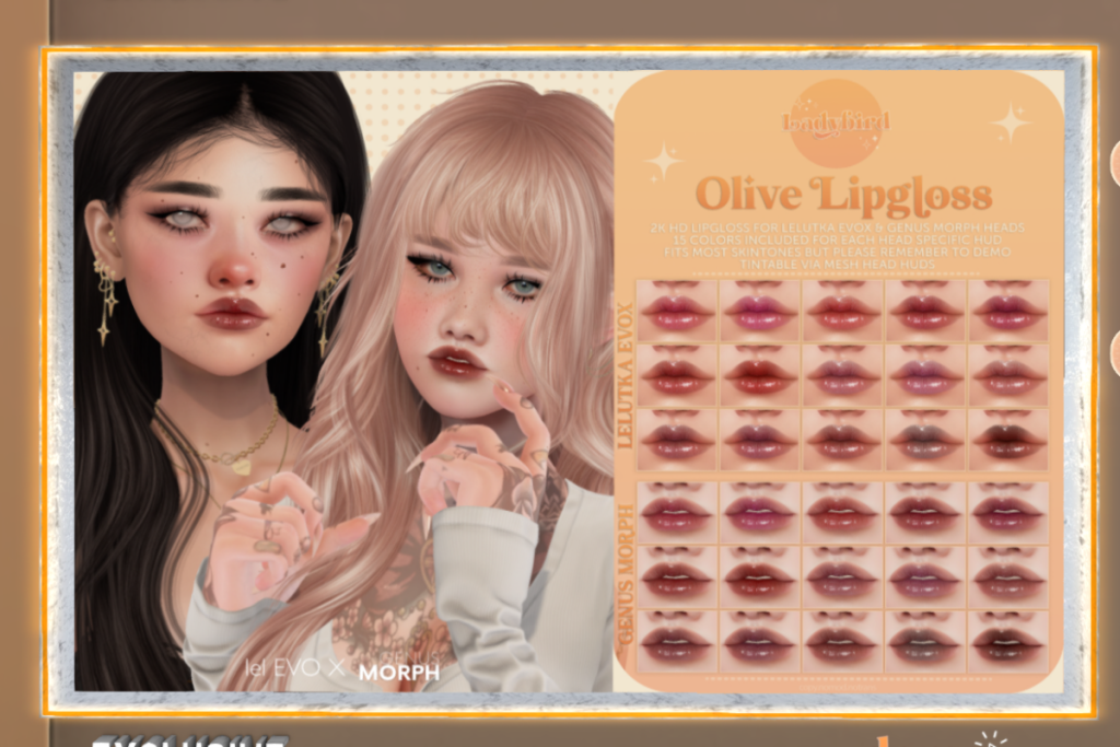 Olive Lipgloss - EvoX/Genus, L$275 each/L$375 FP