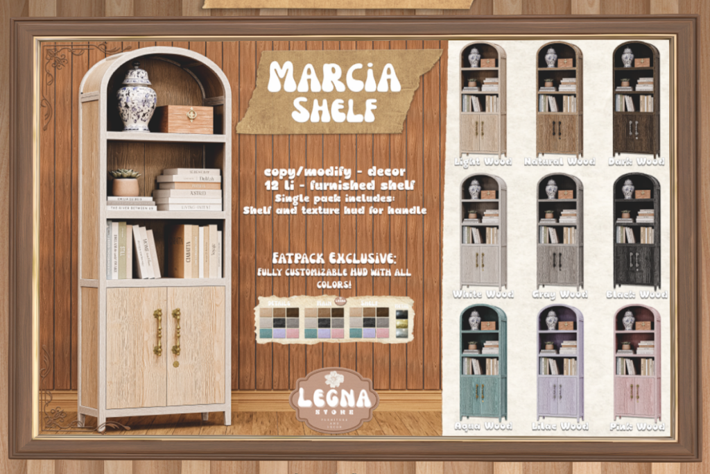 Marica Shelf, L$349 each/L$2499 FP