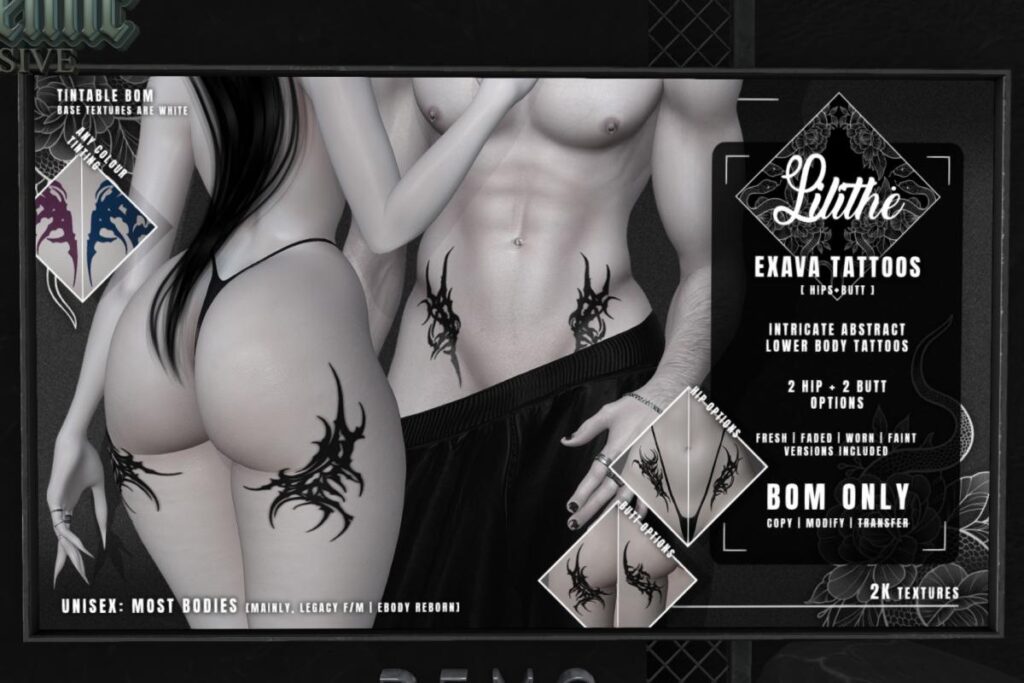 Exava Lower Tattoos - BOM, L$200