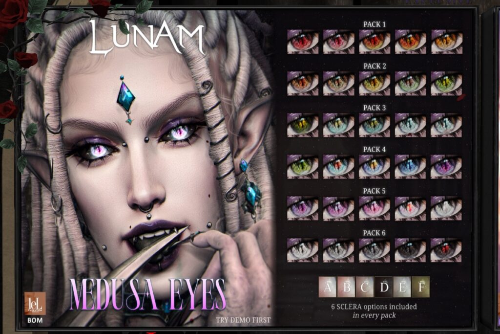 Medusa Eyes - EvoX, L$288 each/L$1485 FP