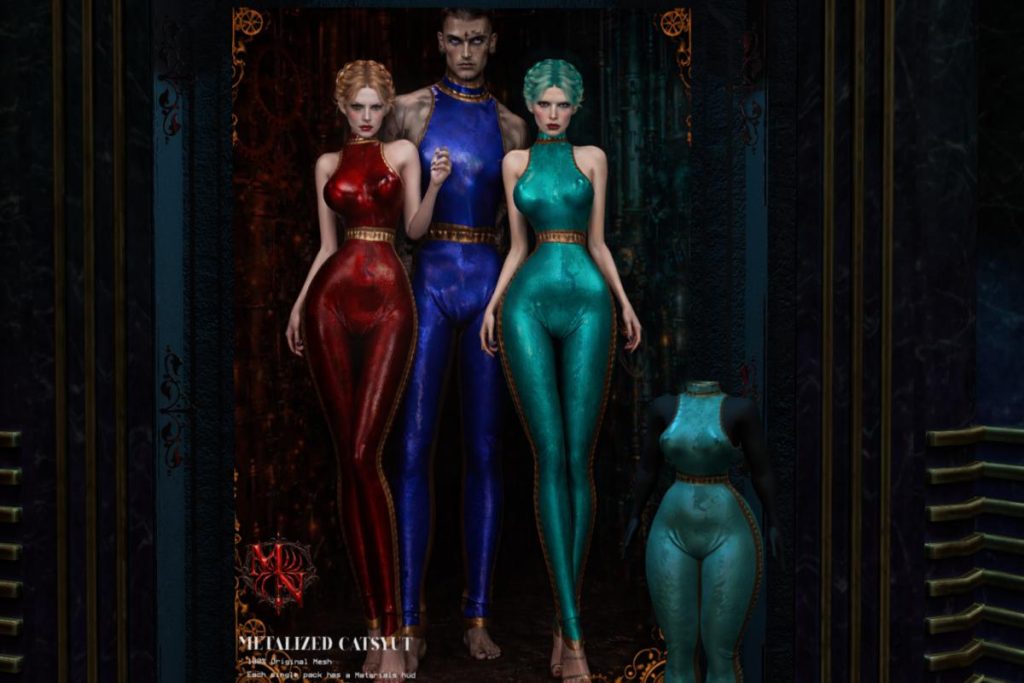 Metalized Catsuit - Legacy M+F/MaitreyaX/Nhumana/Reborn/+mods, L$320 each/L$1990 FP