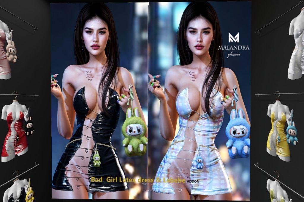 Bad Girl Latex Dress &amp; Labebe - Legacy/MaitreyaX/Nhuaman/Reborn, L$320 each/L$2499 FP