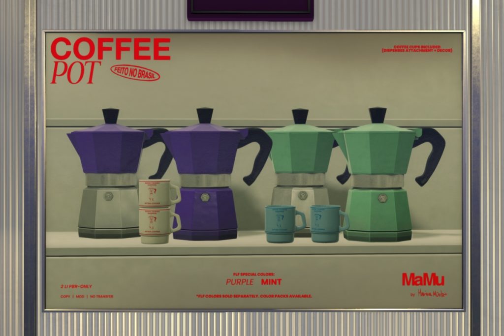 Coffee Pot	<a href="http://maps.secondlife.com/secondlife/MaMu/126/133/29" target="_blank">Teleport</a>