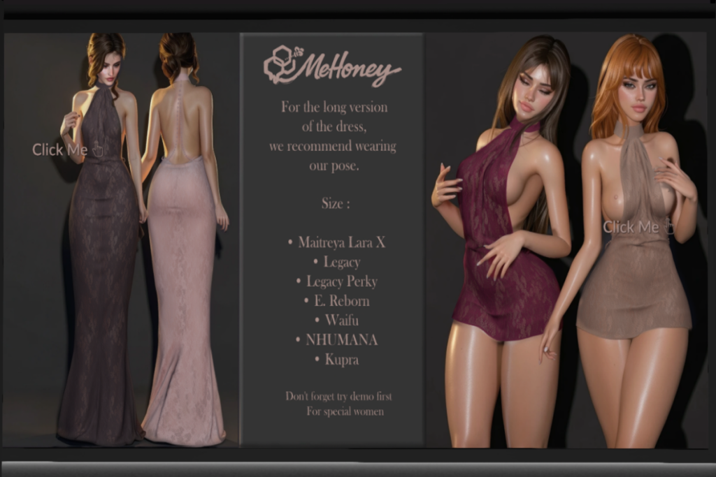 Lily Dress - Inithium/Legacy/MaitreyaX/Nhumana/Reborn/+mods, L$350 each/L$1250 each FP